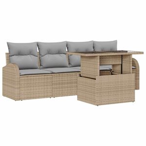 vidaXL Ensemble de canapé de jardin 5 Pièces Beige Poly Rattan