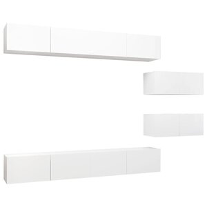 vidaXL Ensemble de meubles TV 6 Pièces Blanc Bois d'ingénierie