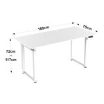 Bureau table poste de travail électrique à hauteur réglable 160 x 75 cm blanc 03_0009075