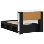 vidaXL Cadre de lit avec rangement Noir 100 x 200 cm Bois d'ingénierie