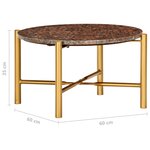 vidaXL Table basse Marron 60x60x35 cm Pierre véritable texture marbre