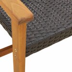 vidaXL Banc de jardin noir 112 cm résine tressée et bois d'acacia