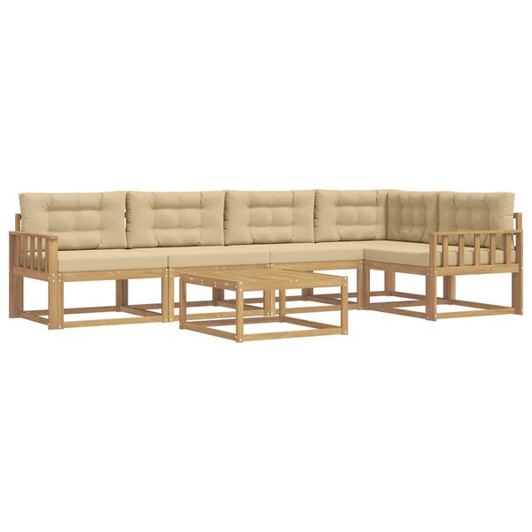 vidaXL Ensemble de canapés d'extérieur 6 pc Blanc et Beige Polyester