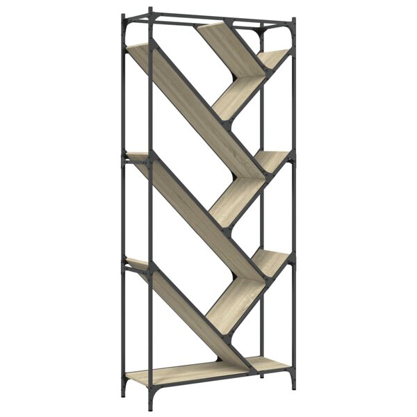 vidaXL Bibliothèque chêne sonoma 79x30x180 cm bois ingénierie et métal