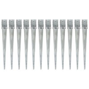 vidaXL Piquets au sol 12 Pièces Argenté 10x10x91 cm Acier galvanisé