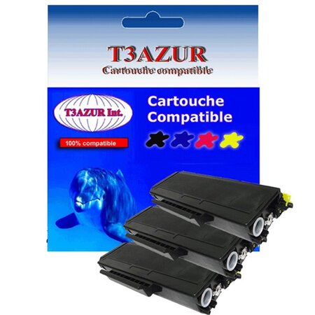 3 Toners compatibles avec Brother TN3170, TN3280 pour Brother HL5380DN, MFC8370DN - 8 000 pages - T3AZUR