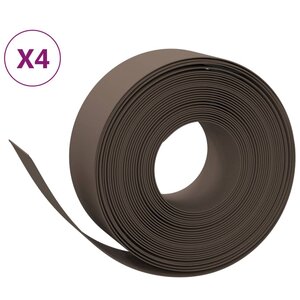 vidaXL Bordures de jardin 4 Pièces marron 10 m 20 cm polyéthylène