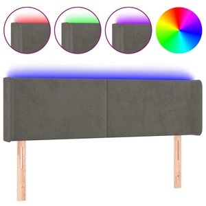 vidaXL Tête de lit à LED Gris foncé 147x16x78/88 cm Velours