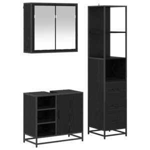 vidaXL Ensemble de mobilier de salle de bain 3 Pièces Chêne noir