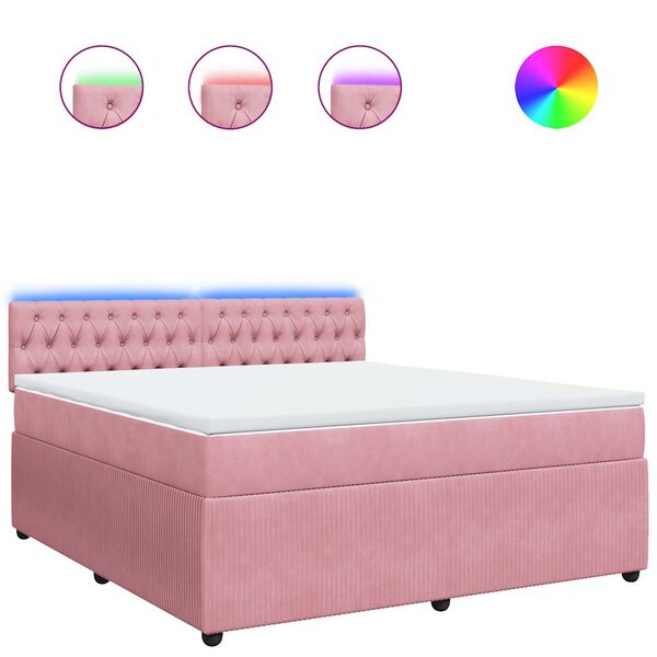 vidaXL Sommier à lattes de lit avec matelas Rose 180x200 cm Velours