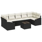 vidaXL Ensemble de canapé de jardin 8 Pièces Noir  Crème 55 x 55 x 37 cm