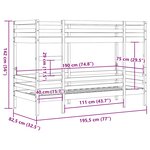 vidaXL Lit superposé sans matelas cire marron 75x190 cm pin massif