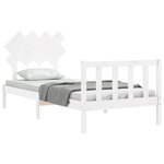 vidaXL Cadre de lit avec tête de lit blanc simple bois massif