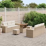 vidaXL Ensemble de canapé de jardin 9 Pièces Beige et crème Poly Rattan