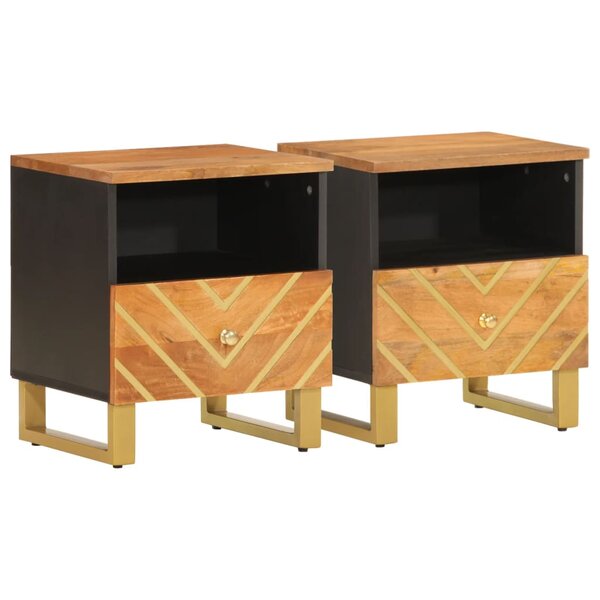 vidaXL Tables de chevet 2 Pièces marron et noir bois de manguier solide