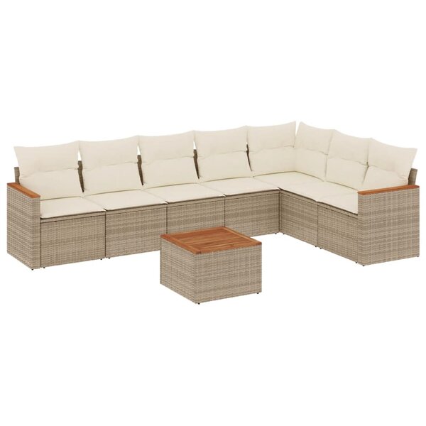 vidaXL Salon de jardin avec coussins 8 Pièces beige résine tressée