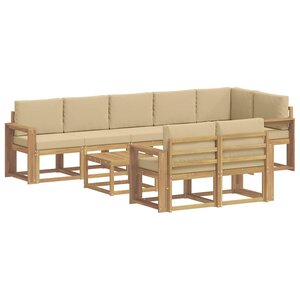 vidaXL Ensemble de canapés d'extérieur 9 pc Blanc et Beige Polyester