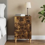 vidaXL Cabinet de chevet avec tiroir Chêne fumé 43 x 41 x 66 5 cm