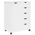 vidaXL Cabinet roulant 63 5 x 39 x 79 cm Bois de Pin Massif Blanc