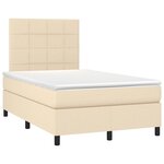 vidaXL Sommier à lattes de lit et matelas et LED Crème 120x200cm Tissu