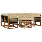 vidaXL Ensemble de canapés d'extérieur 7 pc Naturel et Beige