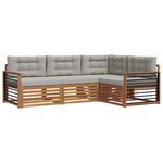vidaXL Ensemble de canapés d'extérieur 4 pc Gris Naturel et Clair