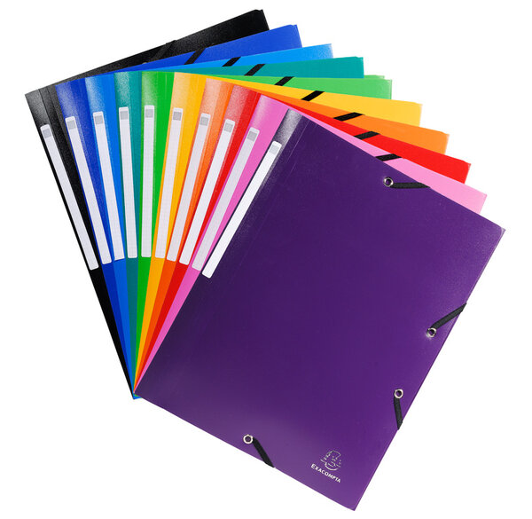 Chemise à élastique 3 rabats Polypropylène 5/10e Opaque A4 Assorties x 10 EXACOMPTA