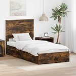 vidaXL Lit de Rangement Chêne fumé 100 x 200 cm Bois d'ingénierie