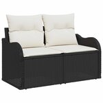 vidaXL Ensemble de Canapés avec coussin 8 Pièces Noir et Crème polyrotin
