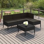 vidaXL Salon de jardin 5 Pièces avec coussins résine tressée noir