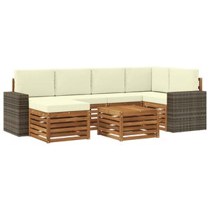vidaXL Ensemble de canapé d'angle avec coussin 7 Pièces Naturel et Crème