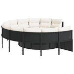 vidaXL Canapé de jardin avec table coussins rond noir résine tressée