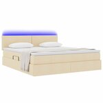 vidaXL Lit avec rangement et LED avec matelas Crème 160 x 200 cm tissu