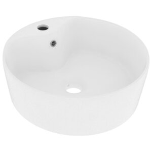 vidaXL Lavabo de luxe avec trop-plein Blanc mat 36x13 cm Céramique