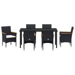 vidaXL Ensemble de Salle à Manger de Jardin 7 Pièces Noir Rattan Synthétique