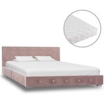 vidaXL Lit avec matelas Rose Velours 120 x 200 cm