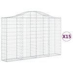 vidaXL Paniers à gabions arqués 15 Pièces 200x30x120/140 cm Fer galvanisé
