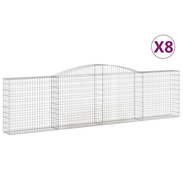 vidaXL Paniers à gabions arqués 8 Pièces 400x30x100/120 cm Fer galvanisé