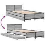 vidaXL Cadre de lit avec tiroirs sans matelas sonoma gris 75x190 cm