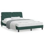 vidaXL Cadre de lit avec tête de lit Vert foncé 140x200 cm Velours