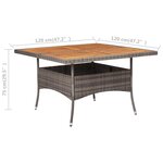 vidaXL Table d'extérieur Gris Résine tressée et bois d'acacia solide