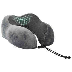 vidaXL Oreiller de Voyage pour le Cou Gris 27 x 26 x 14 cm Velours