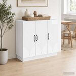 vidaXL Buffet Blanc brillant 89 x 34 5 x 77 cm Bois d'ingénierie