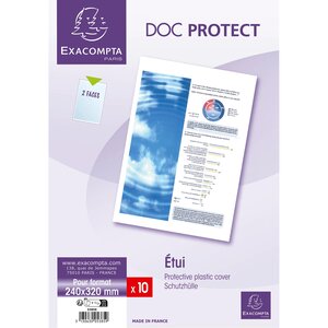Sachet De 10 Étuis De Protection Simples Pvc Lisse 20/100e - A4 Maxi - Cristal - Exacompta