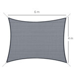 Voile d'ombrage rectangulaire 6L x 4l m HDPE gris