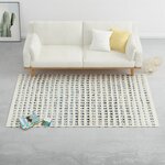 vidaXL Tapis en laine et denim 120 x 170 cm Bleu/Blanc