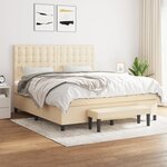 vidaXL Sommier à lattes de lit avec matelas Crème 160x200 cm Tissu
