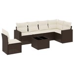 vidaXL Salon de jardin avec coussins 7 Pièces marron résine tressée