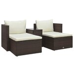 vidaXL Salon de jardin 5 Pièces avec coussins Résine tressée Marron