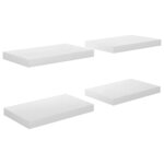vidaXL Étagère murale flottante 4 Pièces Blanc brillant 40x23x3 8 cm MDF